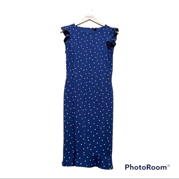 Gap | Blue polkadot ruffle hem and sleeve midi dress | Size small - Picture 10 of 10